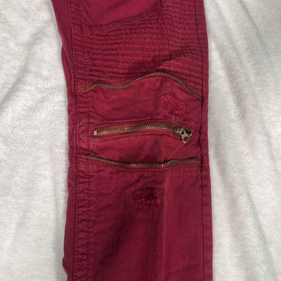 Smoke Rise Distressed Red Jeans - Picture 3 of 5